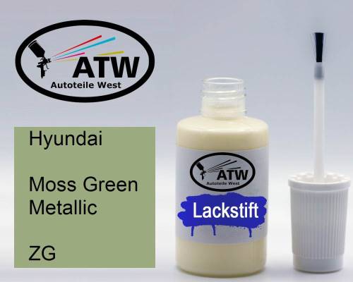 Hyundai, Moss Green Metallic, ZG: 20ml Lackstift, von ATW Autoteile West.